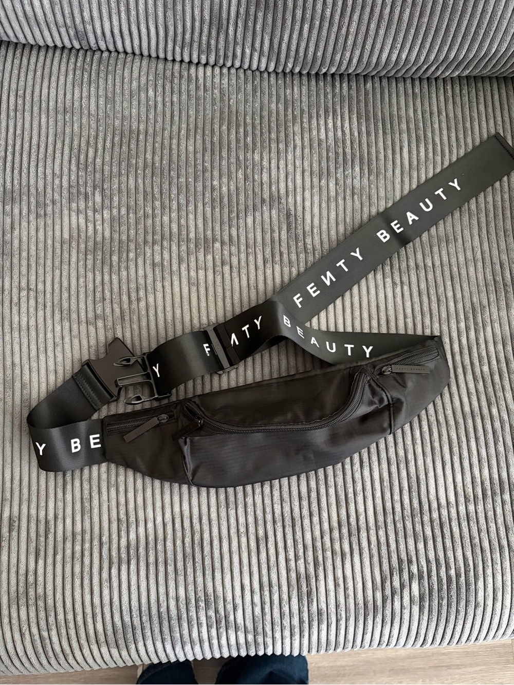 Fenty Beauty Black Nylon Crossbody Belt Bag with Logo Strap
